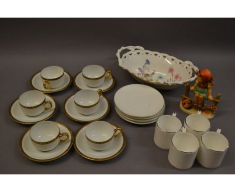Wedgwood Signet Platinum six place setting coffee service together with an Aynsley dish in box and a Goebel Hummell figure of