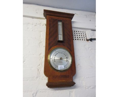 Edwardian mahogany line inlaid and crossbanded barometer