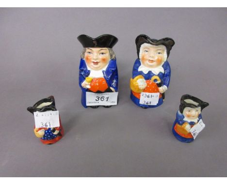 Pair of small Royal Worcester Toby jugs together with two similar miniature jugs