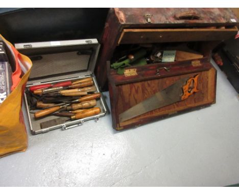 Carpenters tool cabinet containing various tools together with a set of volumes ' The Knack '