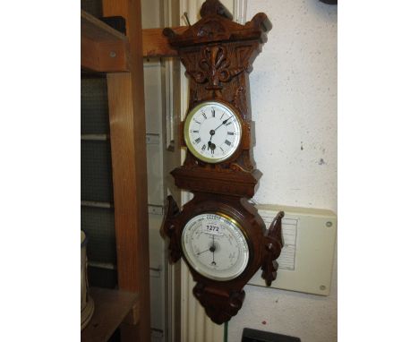 Late Victorian oak clock / barometer by Joseph Davis and Co. London