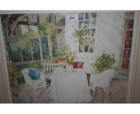 Richard Ackerman, signed Limited Edition print, conservatory, table and chairs and another Limited Edition signed print, titl