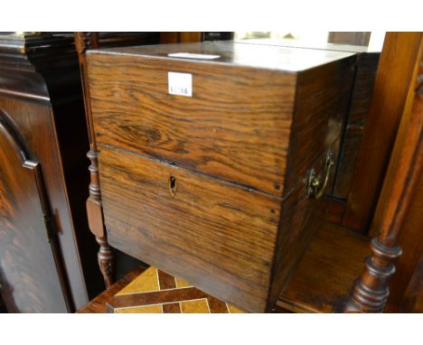 19th Century rosewood square shaped four division decanter box with brass side handles