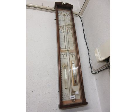 Reproduction mahogany cased Admiral Fitzroy's barometer / thermometer