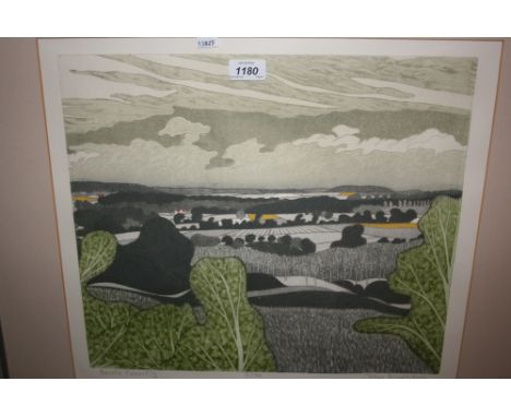 John Brunsdon, Limited Edition No. 7 of 150, coloured print border country, 15ins x 17ins