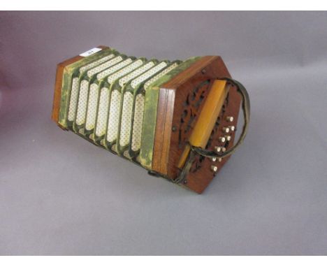 German Anglo System twenty one button six fold bellows concertina (a/f)