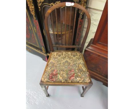 Set of six mid 20th Century stick back dining chairs with drop-in seats and square tapered supports with spade feet together 