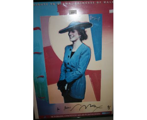 Peter Max, a signed coloured poster print, ' A Tribute to Diana, Princess of Wales ', inscribed in marker pen ' For John, P. 