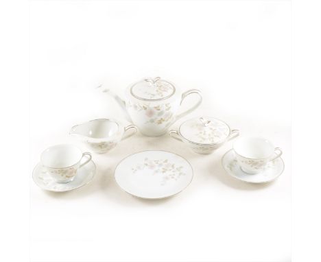 A Noritake afternoon tea service, Barbara pattern, including a two-tier comport and tea plates.