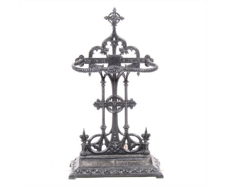 Coalbrookdale type stick stand, knotted rope frame, 84cm.