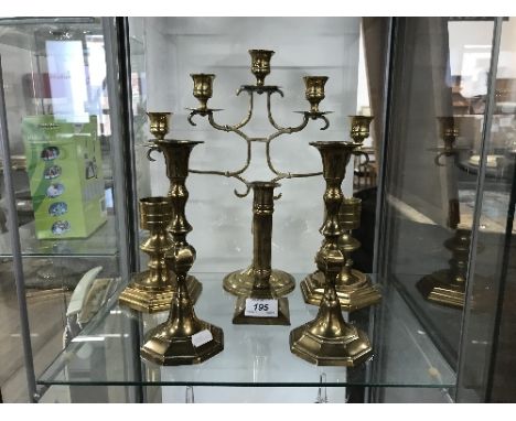 MULTI CANDLE STICK / 4 SINGLE BRASS CANDLESTICKS