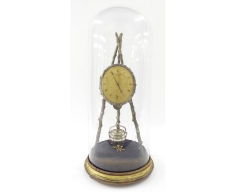 Fine and rare novelty silvered brass and ormolu tripod mantel timepiece by Thomas Cole, the movement with shaped back plate i