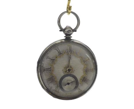 Silver fusee lever pocket watch, London 1865, plain unsigned movement, no. 7815, with foliate engraved balance cock, diamond 