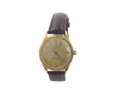 Bucherer Chronometer 18k automatic gentleman's wristwatch, the gilt dial with Arabic 12, baton markers and sweep centre secon