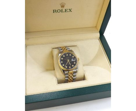 Rolex Oyster Perpetual Datejust gold and stainless steel gentleman's bracelet watch, ref. 16233, circa 1987, serial no. R709x