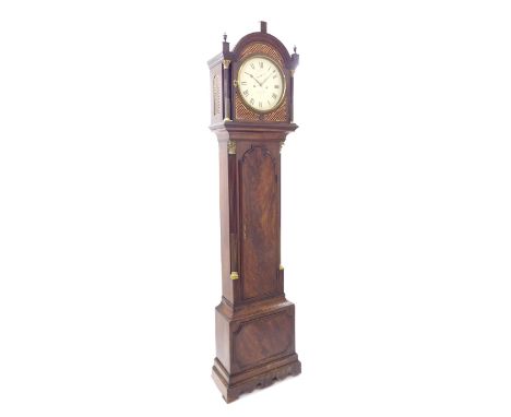 Good mahogany eight day longcase clock, the 12" painted cream dial signed Holland, London with subsidiary seconds dial, the c