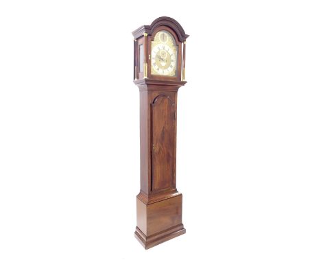 Fine mahogany eight day longcase clock with five pillar movement, the 12" brass arched dial signed William Webster, Exchange 