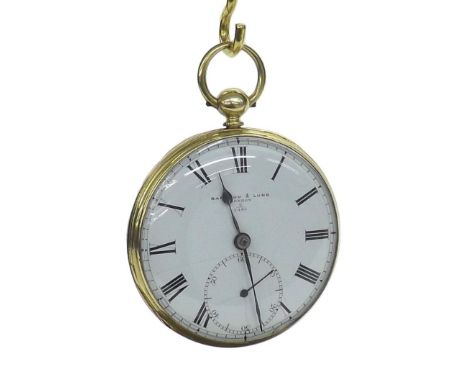 Barraud & Lund, London 18ct fusee lever pocket watch, London 1853, signed three-quarter plate movement, no. 2/5485, original 