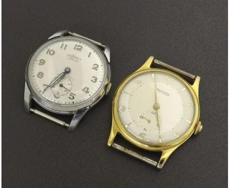 Two gentlemen's wristwatches - Rotary gold plated wristwatch and an Incarna stainless steel wristwatch (each lacking strap) (