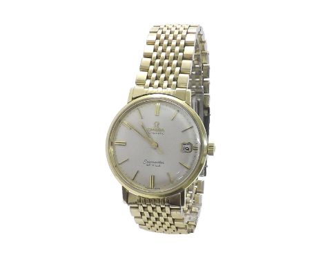 Omega Seamaster De Ville automatic gold plated gentleman's bracelet watch, silvered dial with baton markers, sweep centre sec