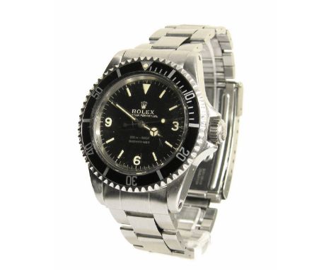 Rare Rolex Oyster Perpetual Submariner stainless steel gentleman's bracelet watch with the 3-6-9 Explorer dial, ref. 5513, ci
