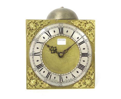 Thirty hour longcase clock movement, the 10" square brass dial signed Wallis, St Austle on the silvered chapter ring enclosin