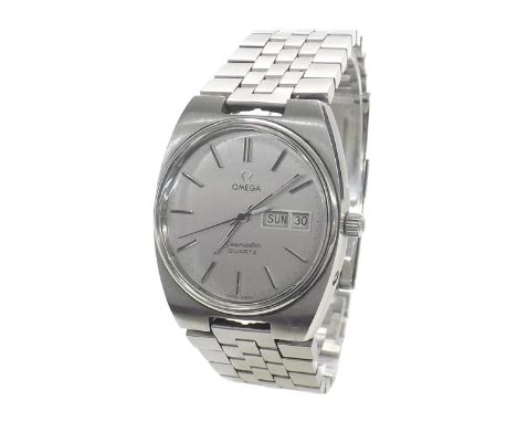 Omega Seamaster quartz stainless steel bracelet watch, circa 1977, ref. 1960084 3960853, circular silvered dial with baton ma