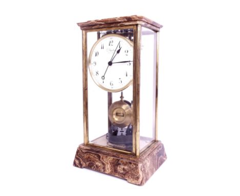 Good four glass electric mantel clock, the 5" convex cream dial signed L. Bardon with centre seconds sweep hand, over a subst