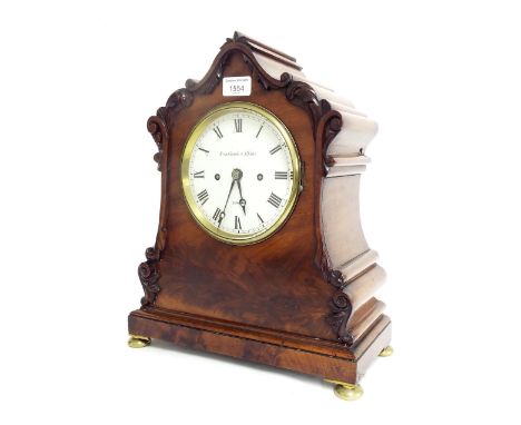 Good English mahogany double fusee bracket clock, the movement with pull repeat, striking on a bell and with locking pendulum