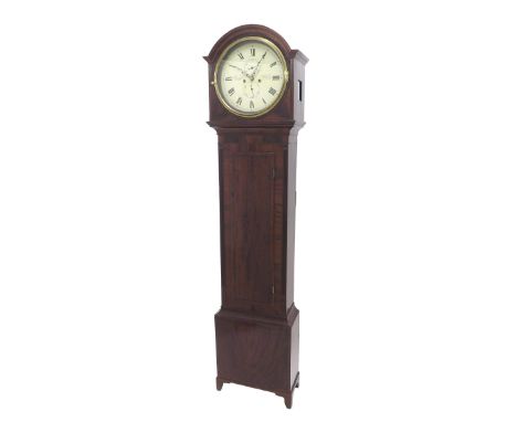 Scottish mahogany eight day longcase clock, the 15" circular cream painted dial signed William McNee, Edinburgh, with subsidi