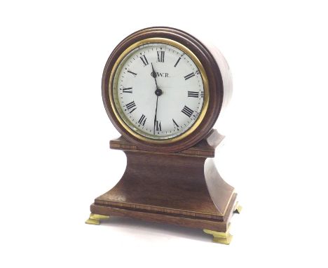 Small G.W.R. mahogany railway signal box timepiece with cylinder platform escapement, the 3.5" white ceramic dial inscribed G