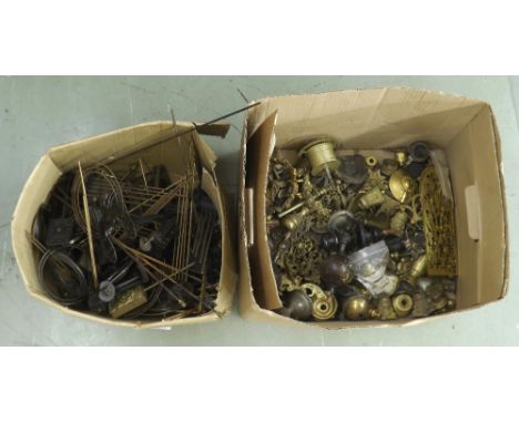 Large quantity of gong stands; also a quantity of clock fittings including finials, spandrels and capitals etc
