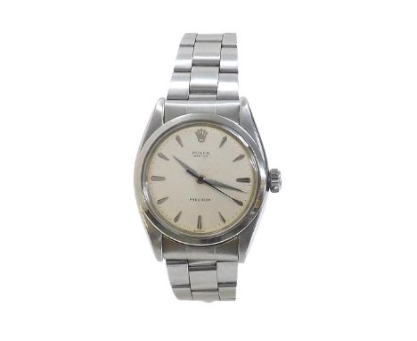 Rolex Oyster Precision stainless steel gentleman's bracelet watch, ref. 6427, circa 1959, serial no. 456xxx, silvered dial wi