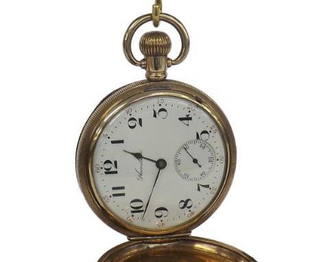 Hamilton Watch Co gold plated lever hunter pocket watch, circa 1906, adjusted 17 jewel movement, no. 71664, lever set, signed