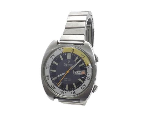 Bulova Accutron Snorkel 666 Feet 1970s stainless steel gentleman's diver's wristwatch, ref. 781, circa 1970s, internal bezel,