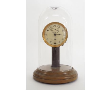 Poole electric mantel clock, the 3.25" silvered dial with subsidiary seconds dial, supported upon a cylindrical column and ci