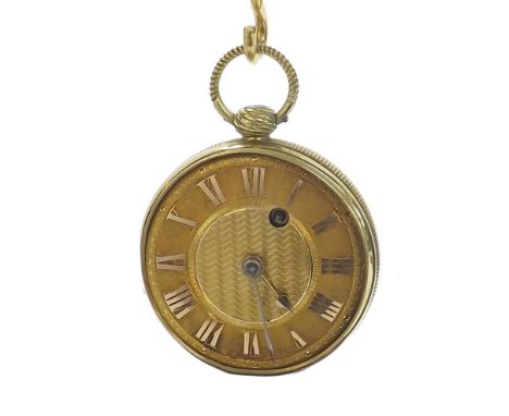 Early 19th century 18ct fusee verge pocket watch, London 1819, unsigned gilt movement no. 1831, foliate engraved balance cock