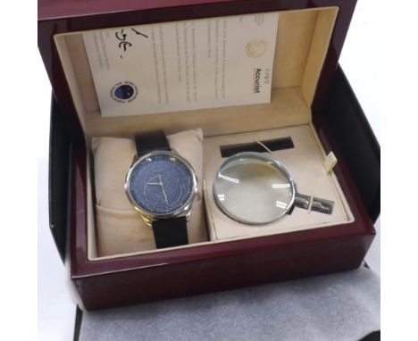 Accurist GMT300 Greenwich Commemorative Limited Edition gentleman's stainless steel wristwatch, ref. 0089, blue rotating cele