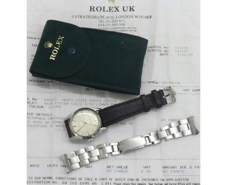Rare Rolex Oyster Perpetual Tru-Beat stainless steel gentleman's wristwatch, ref. 6556, circa 1956, serial no. 138xxx, the si