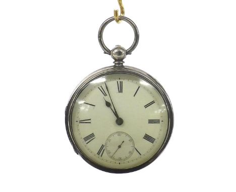 Silver fusee lever pocket watch, London 1875, signed W. Davis & Sons, 57 New Street, Birmingham, no. 6917, engine turned case