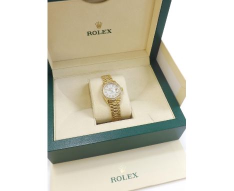 Rolex Oyster Perpetual Datejust 18k and diamond set lady's bracelet watch, ref. 6917, circa 1980, serial no. 643xxxx, mother 
