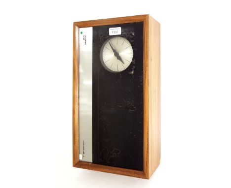 Gent Chloride Chronopher III quartz electric master clock, the 4" silvered dial within a light wooden glazed case, 17.75" hig