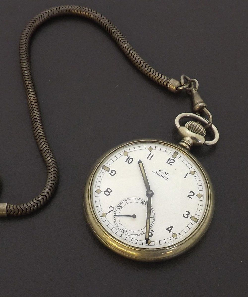 Alpina German Military Kriegsmarine nickel cased lever pocket watch ...