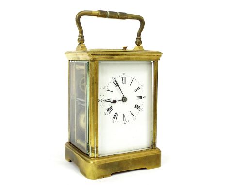 French repeater carriage clock, the movement striking on a gong and bearing the Richard & Co. maker's trademark logo, within 
