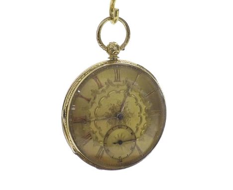 Good mid 19th century 18ct fusee lever pocket watch, London 1853, signed Gilbert & Son, Belfast, no. 2/705, with gold three a