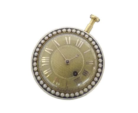 Good early 19th century gold and enamel verge pocket watch, the fusee movement signed Jon. Gibbons, London, no. 4924, foliate