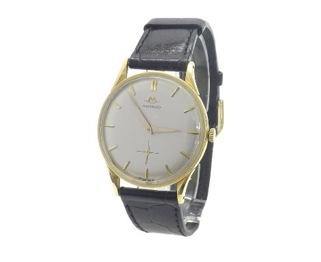 Movado 18k gentleman's wristwatch, circular silvered dial with baton markers and subsidiary seconds, 17 jewel cal. 5178 movem