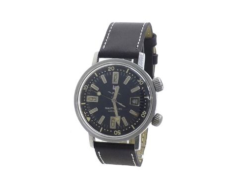 Lip Nautic-Ski Electronic Compressor stainless steel gentleman's wristwatch, circa 1967, inner rotating bezel, black dial wit