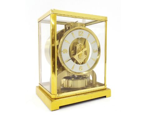 Jaeger-LeCoultre Atmos clock, the 4.25" white chapter ring enclosing a skeletonised centre, no. 99285, within a glazed steppe