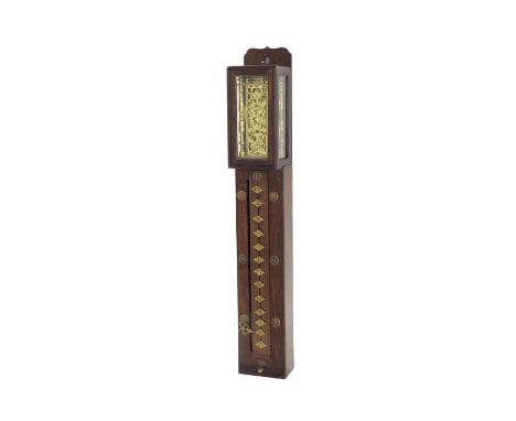 Small Japanese Shaku-Dokei wooden wall clock, 13.75" high (key and spare drawer)